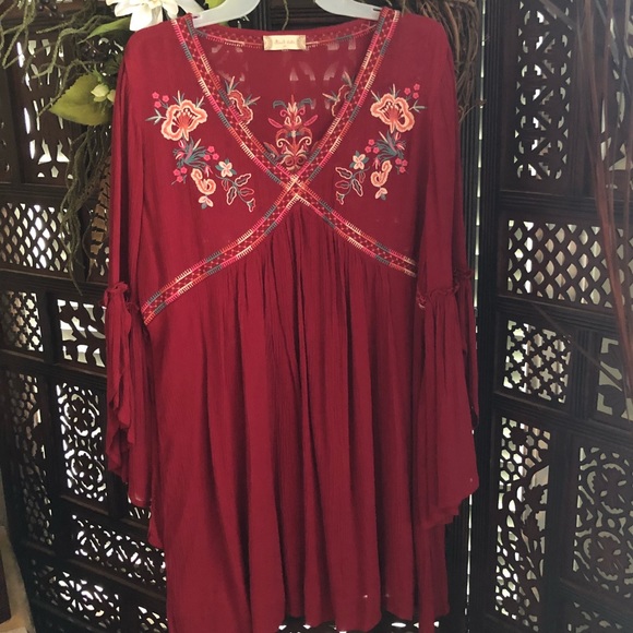 Altar'd State Dresses & Skirts - Altar’d State red embroidered dress